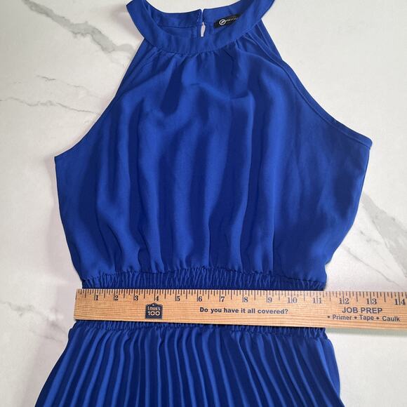 PRETTY GARDEN Royal Blue Maxi Dress Casual Halter Neck Pleated Size Small NWOT - Picture 5 of 12